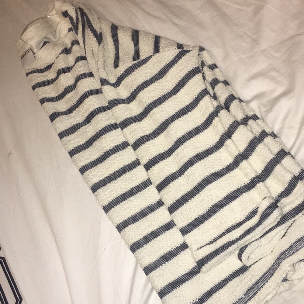 Navy striped on cream terrycloth like sweater